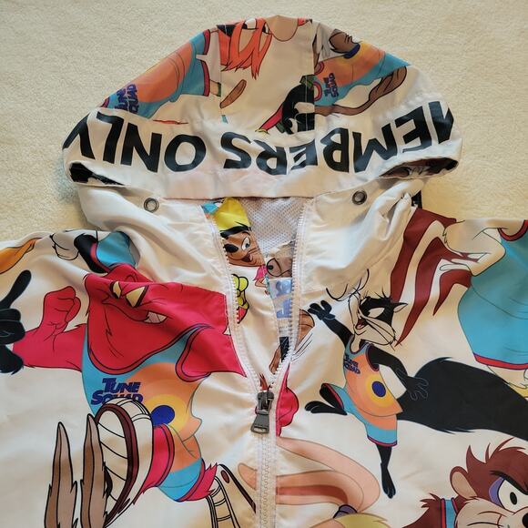 MEMBERS ONLY Jacket Space Jam Looney Tune Squad Hooded Windbreaker Size 4X - Picture 2 of 11